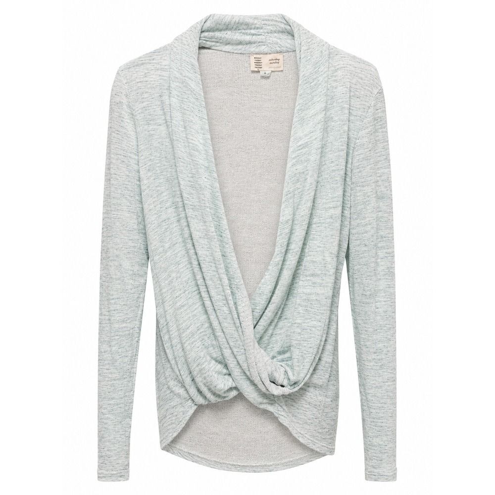 Anthropologie Saturday Sunday Mint Green Space Dye Crossover Long Sleeve Top